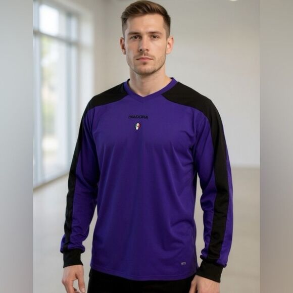 Large Men’s Diadora ENZO #Goalkeeper Jersey Purple Padded Sleeves DiaDry Sports - Picture 1 of 9